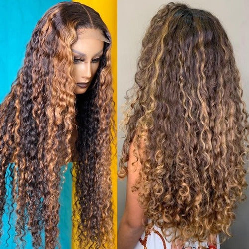 Curly Human Hair Wig Blonde 13x1 Brazilian Water Wave Hd Lace Front Wigs