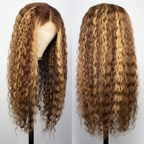 Curly Human Hair Wig Blonde 13x1 Brazilian Water Wave Hd Lace Front Wigs
